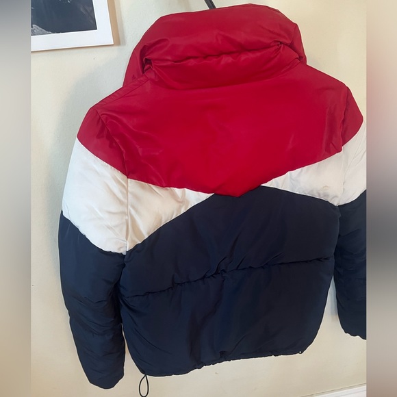 Red, White & Blue Bershka puffer bomber. Size XS, never worn - Picture 3 of 5